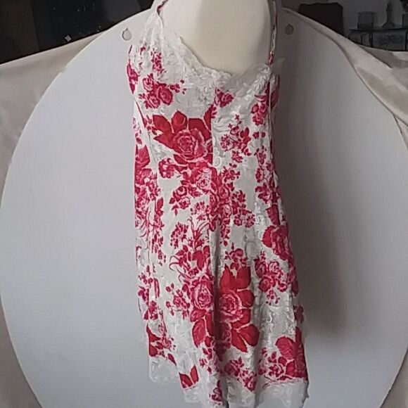 Victorias Secret Vintage Gold Tag Satin Rose Lace Chemise Lingerie Slip … - Picture 8 of 13